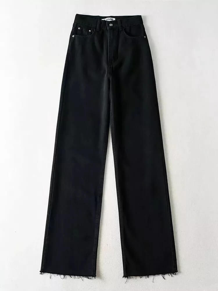 Calça Jeans Reta Wide Leg La Lila